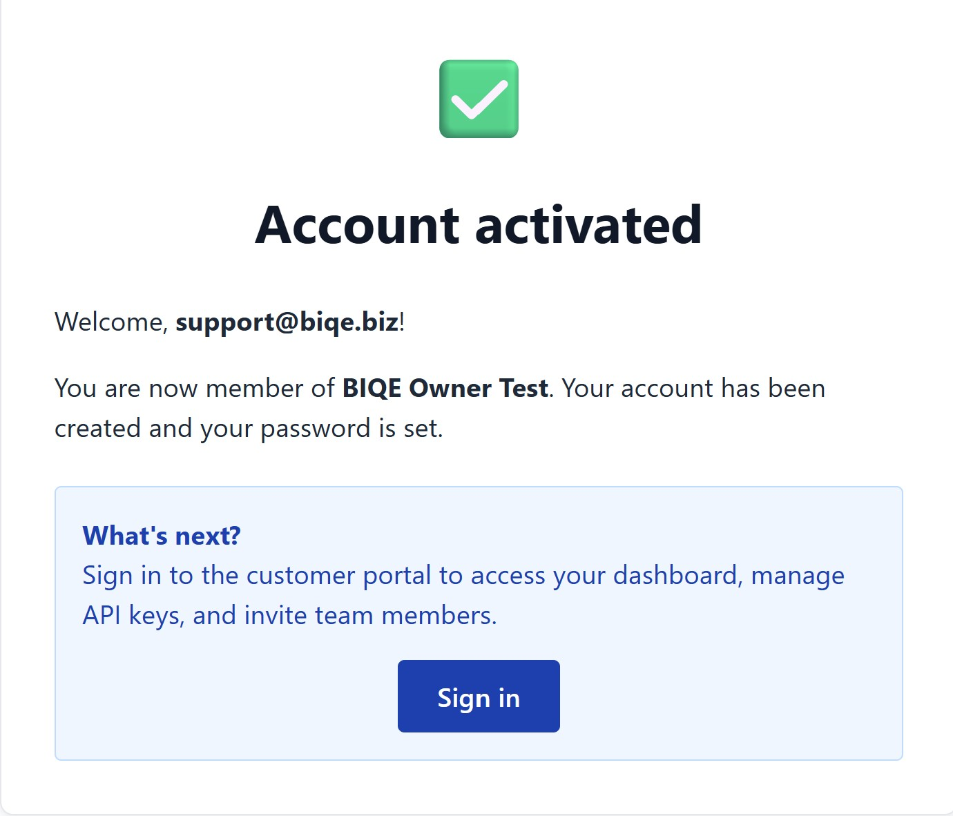 Account succesvol geactiveerd