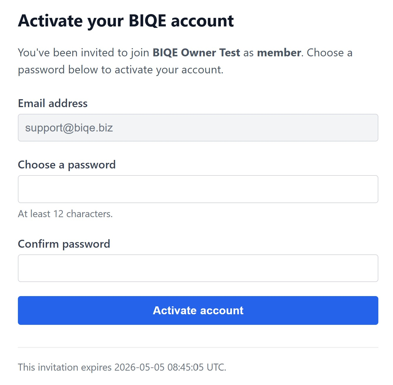 Accountactivatieformulier