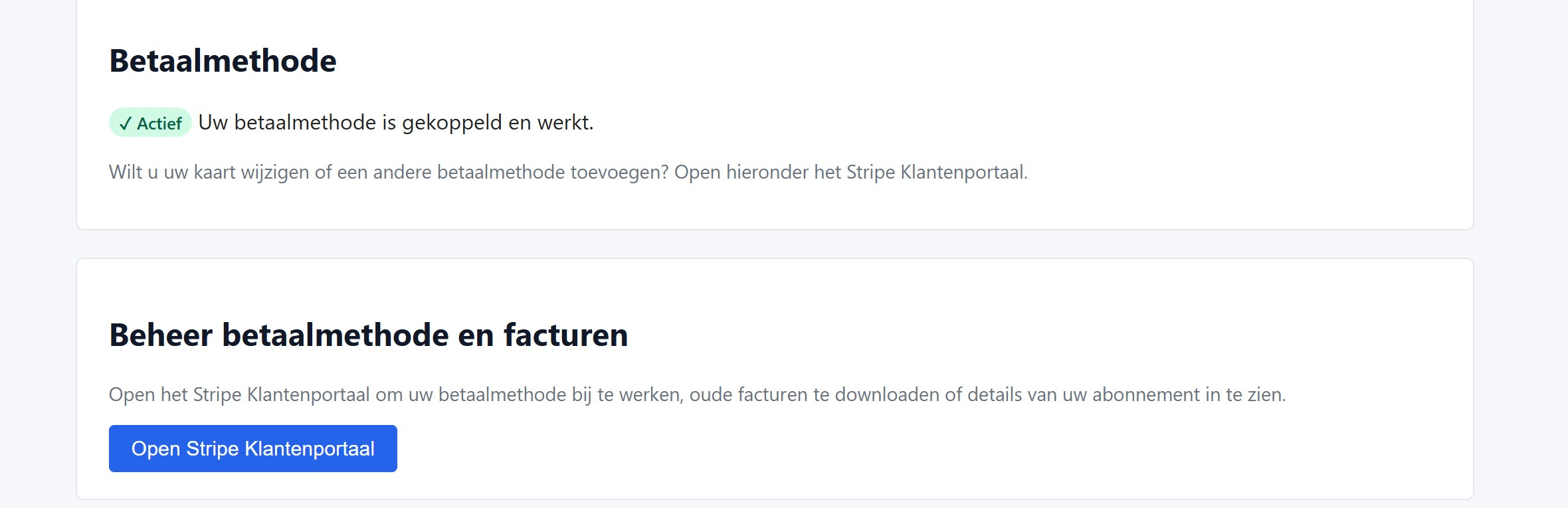 Stripe Klantenportaal